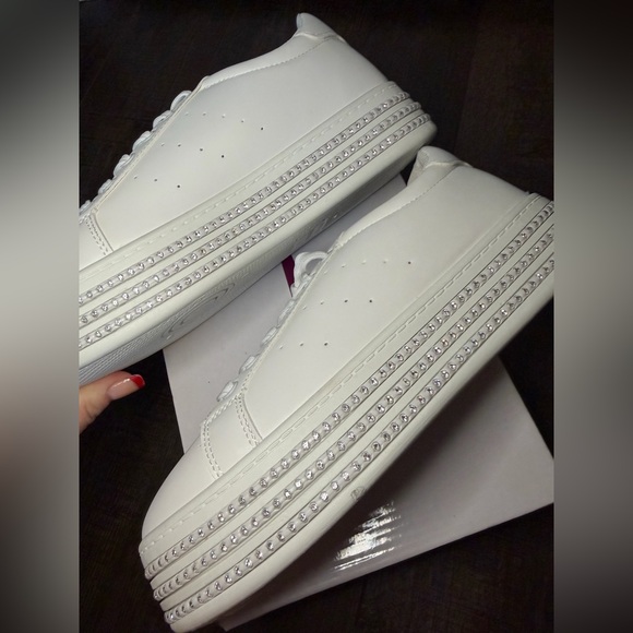 NIB Esprit Women's White Platform Bling Sneakers - Picture 4 of 5